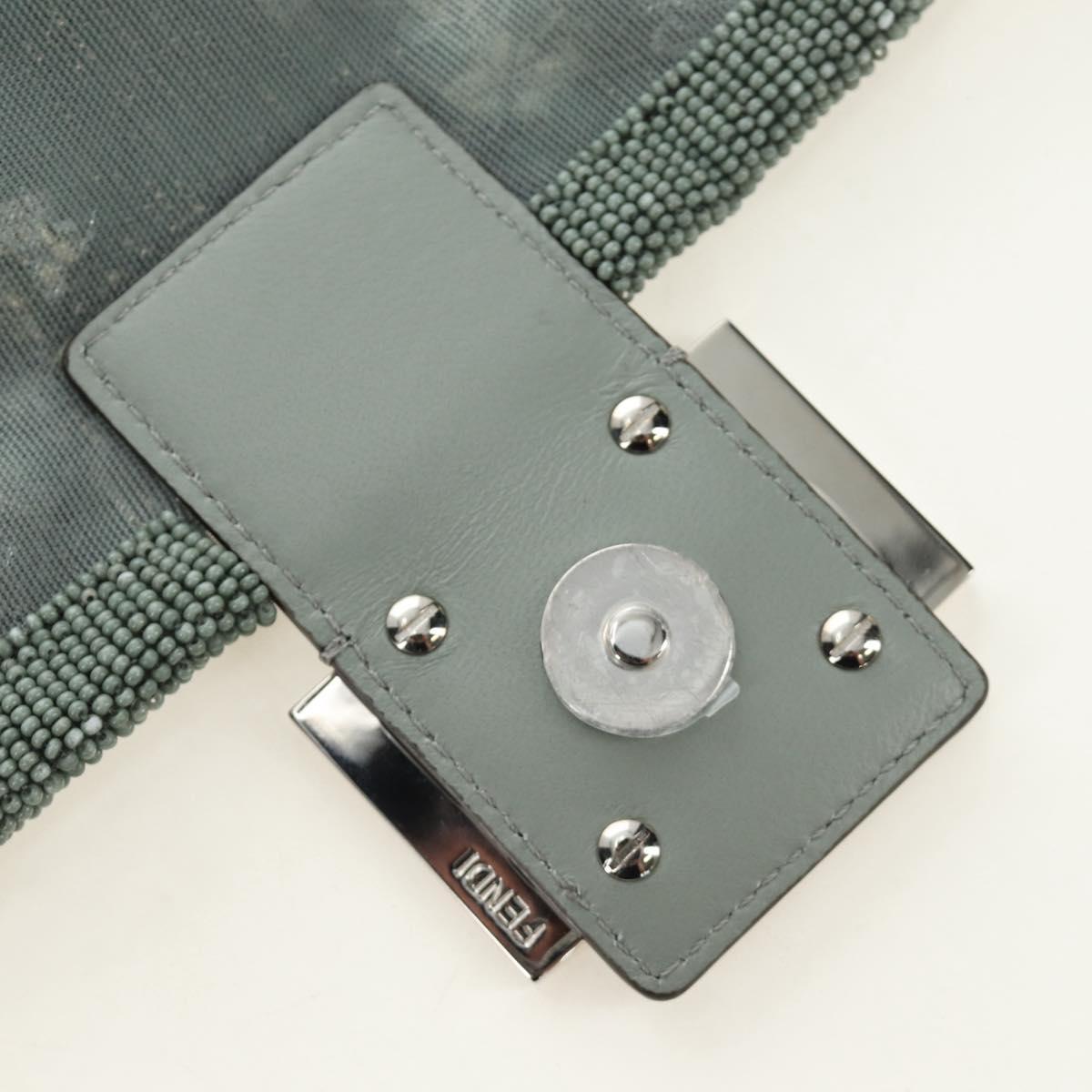 FENDI Mamma Baguette Shoulder Bag Beads 2way Green Silver Auth yk20510SM