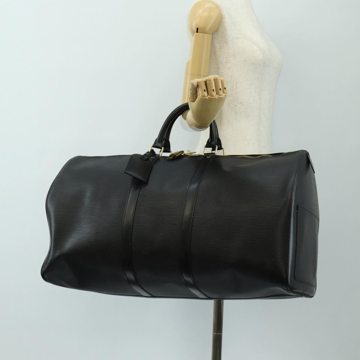 LOUIS VUITTON Epi Keepall 55 Boston Bag Noir Black M42952 LV Auth yk20511SAV