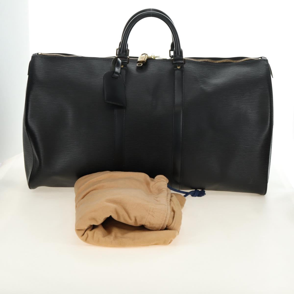LOUIS VUITTON Epi Keepall 55 Boston Bag Noir Black M42952 LV Auth yk20511SAV