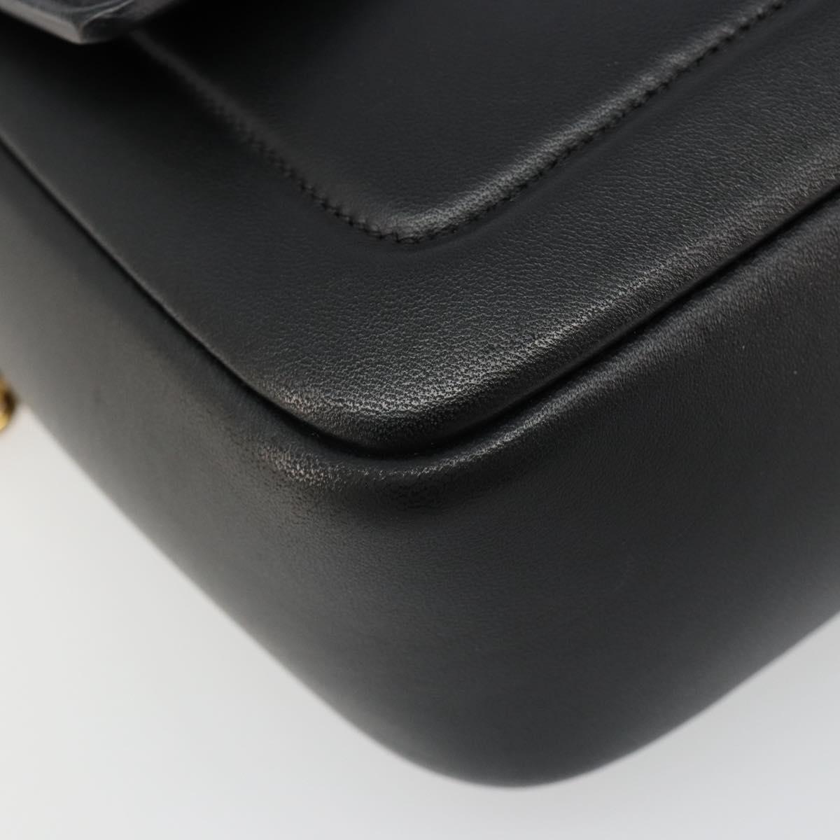 FENDI baguette Chain Shoulder Bag Leather Black Gold Auth yk20513SAV
