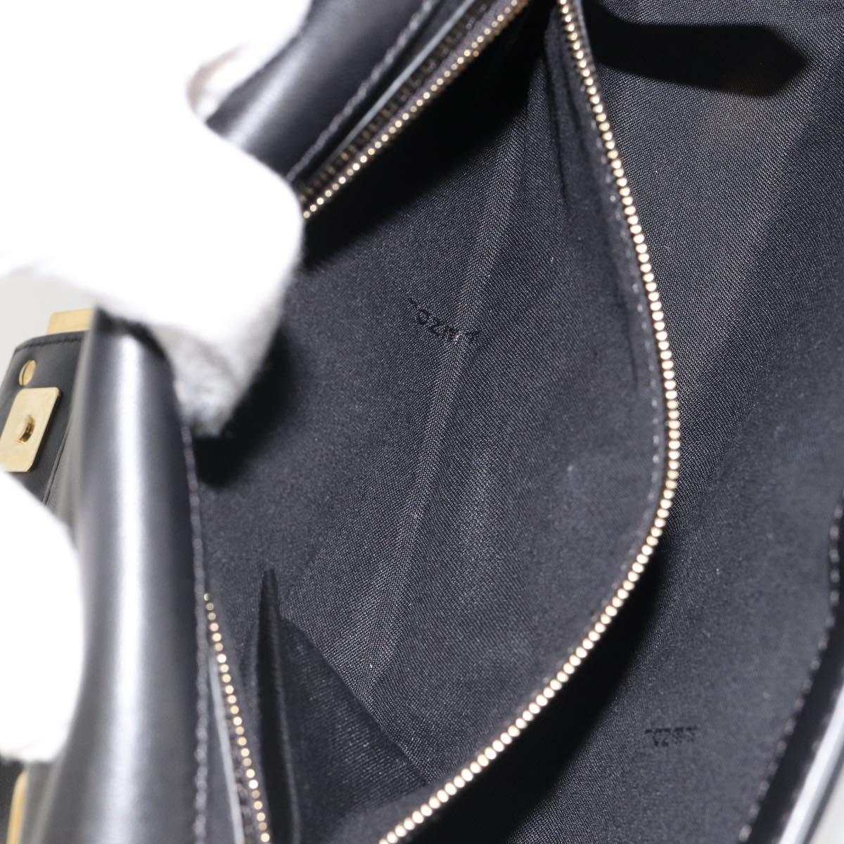 FENDI baguette Chain Shoulder Bag Leather Black Gold Auth yk20513SAV