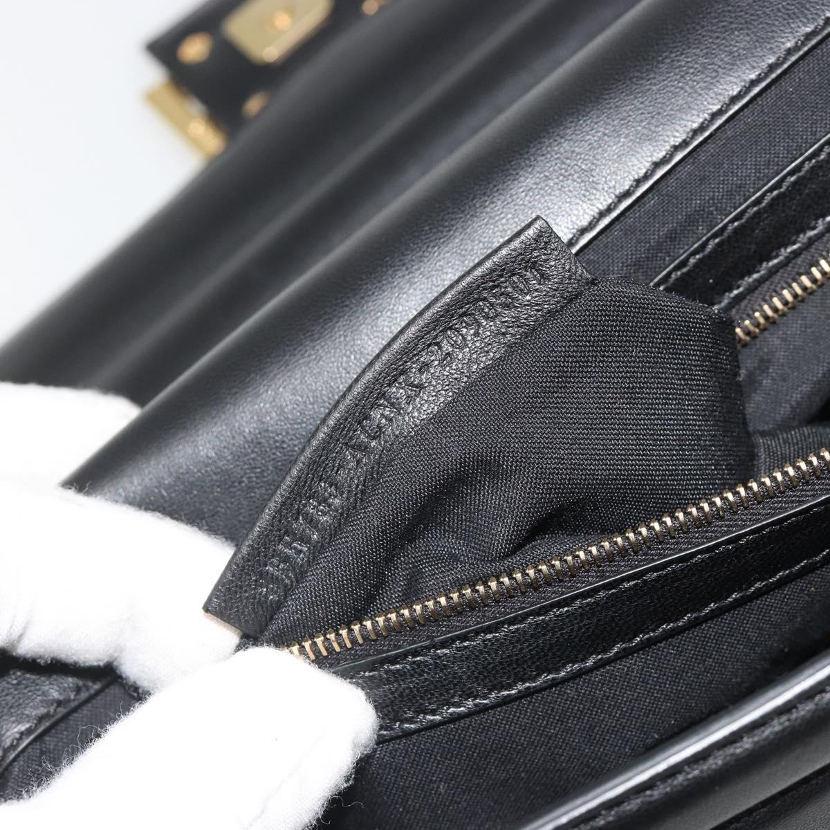 FENDI baguette Chain Shoulder Bag Leather Black Gold Auth yk20513SAV