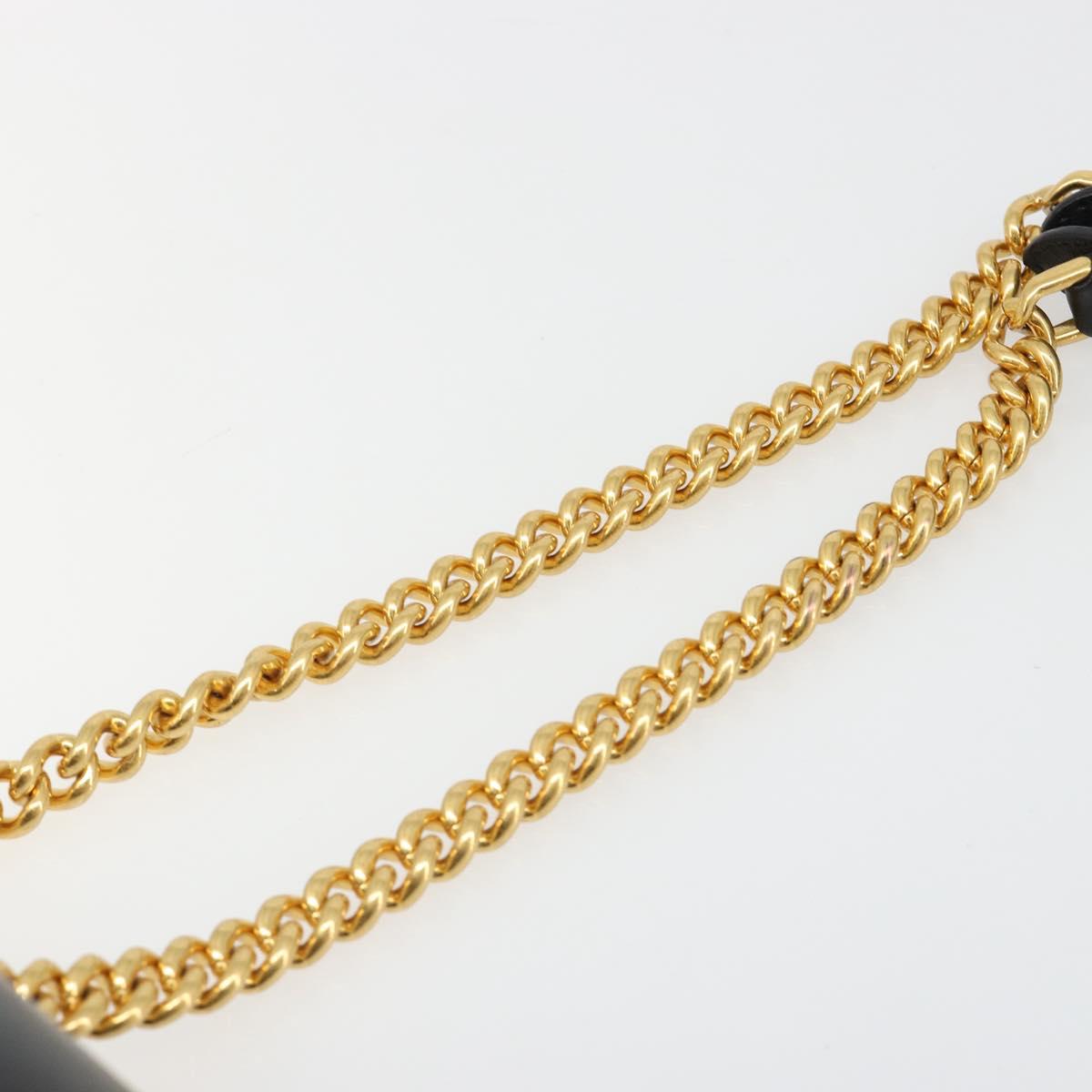 FENDI baguette Chain Shoulder Bag Leather Black Gold Auth yk20513SAV