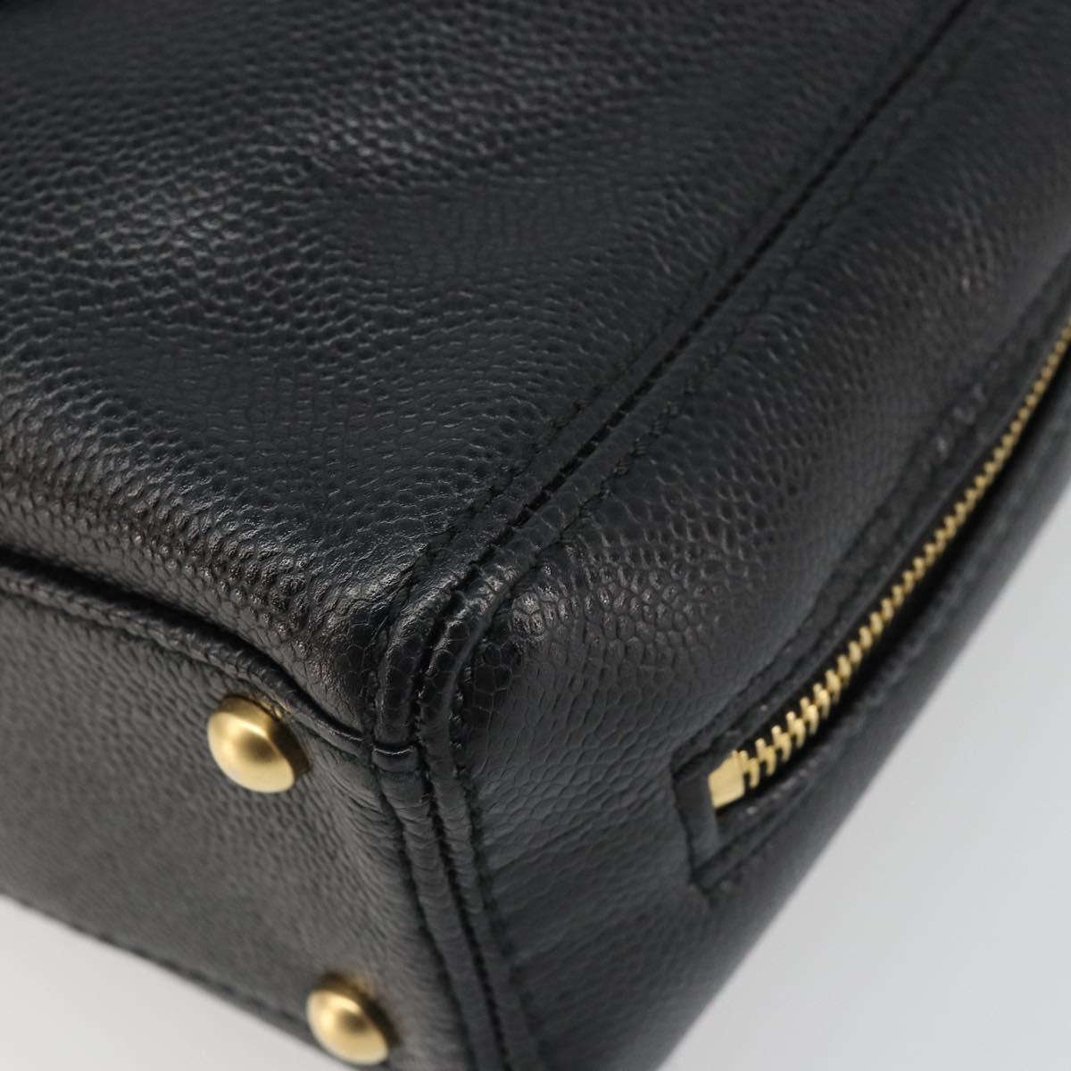 CHANEL COCO Mark Chain Hand Bag Caviar Skin Black Gold CC Auth yk20517SAV