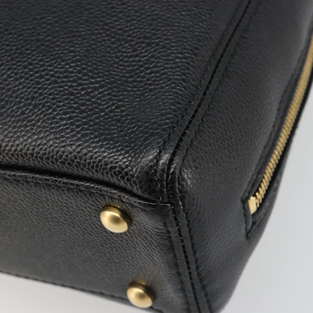 CHANEL COCO Mark Chain Hand Bag Caviar Skin Black Gold CC Auth yk20517SAV