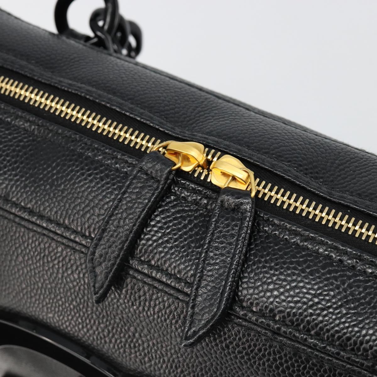 CHANEL COCO Mark Chain Hand Bag Caviar Skin Black Gold CC Auth yk20517SAV