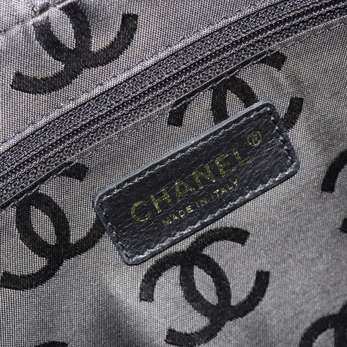CHANEL COCO Mark Chain Hand Bag Caviar Skin Black Gold CC Auth yk20517SAV