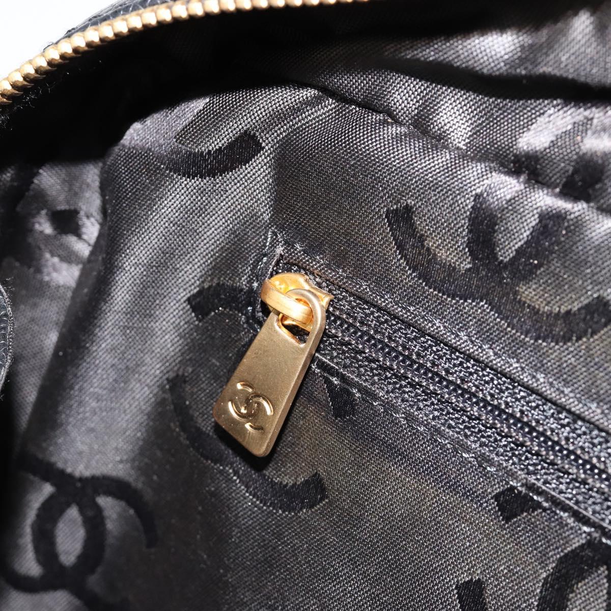 CHANEL COCO Mark Chain Hand Bag Caviar Skin Black Gold CC Auth yk20517SAV