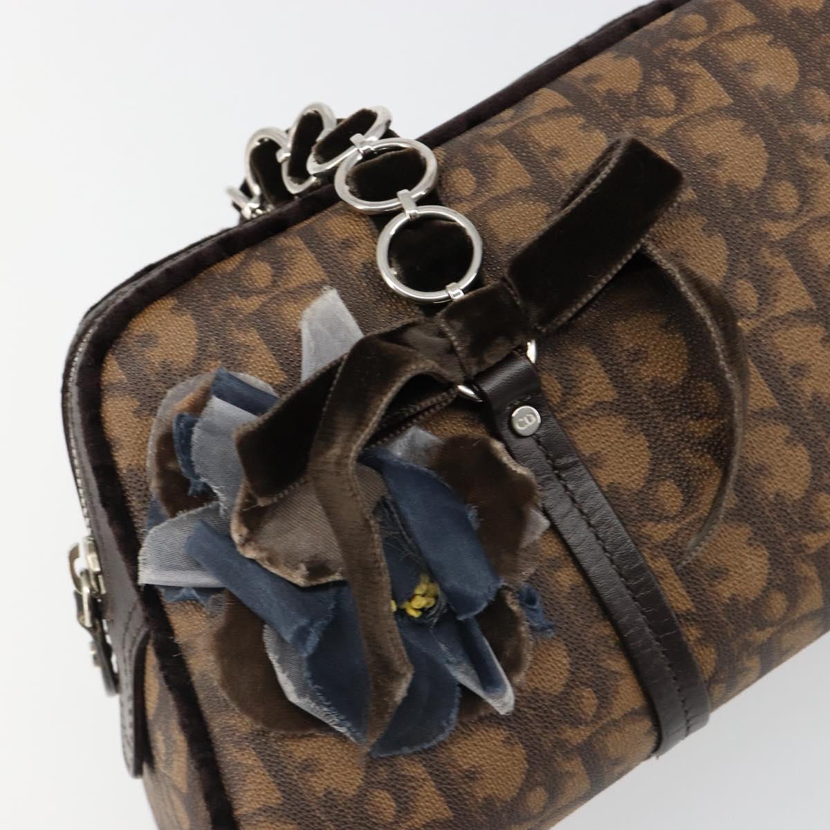 Christian Dior Trotter Canvas Romantic Chain Bag PVC Brown Auth yk20518SAV