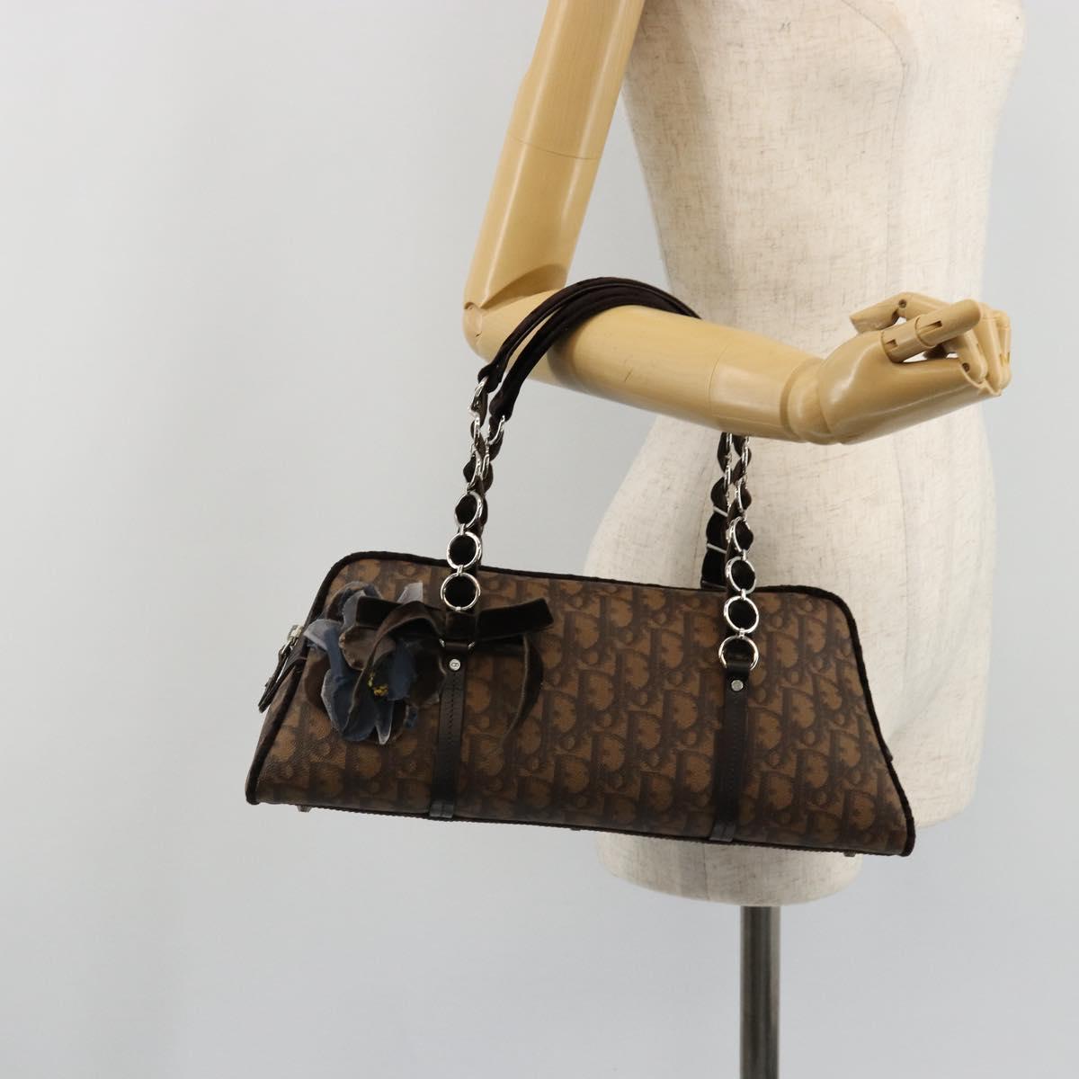 Christian Dior Trotter Canvas Romantic Chain Bag PVC Brown Auth yk20518SAV