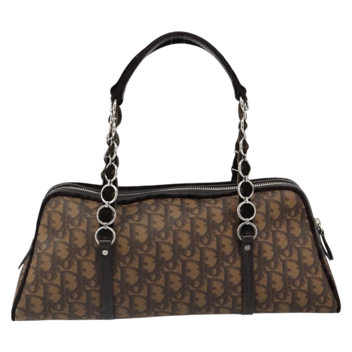 Christian Dior Trotter Canvas Romantic Chain Bag PVC Brown Auth yk20518SAV