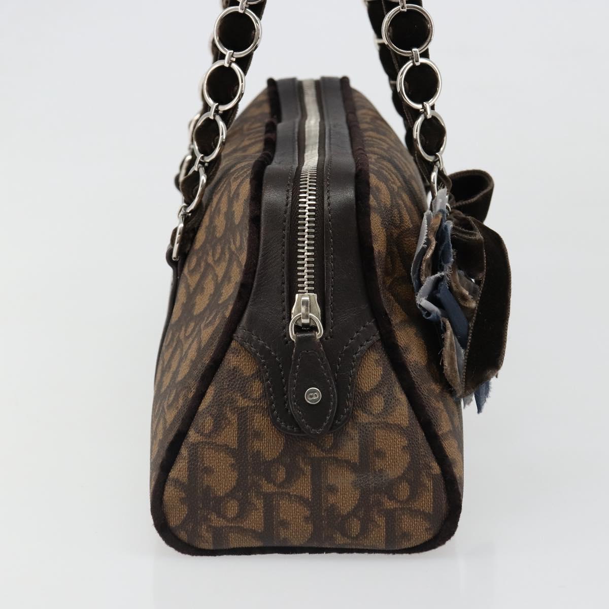 Christian Dior Trotter Canvas Romantic Chain Bag PVC Brown Auth yk20518SAV