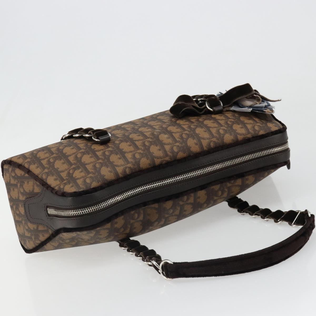 Christian Dior Trotter Canvas Romantic Chain Bag PVC Brown Auth yk20518SAV