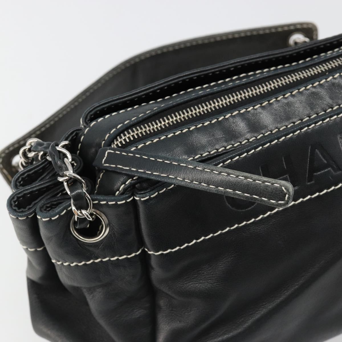 CHANEL Chain Shoulder Bag Lamb Skin Black Silver CC Auth yk20519V