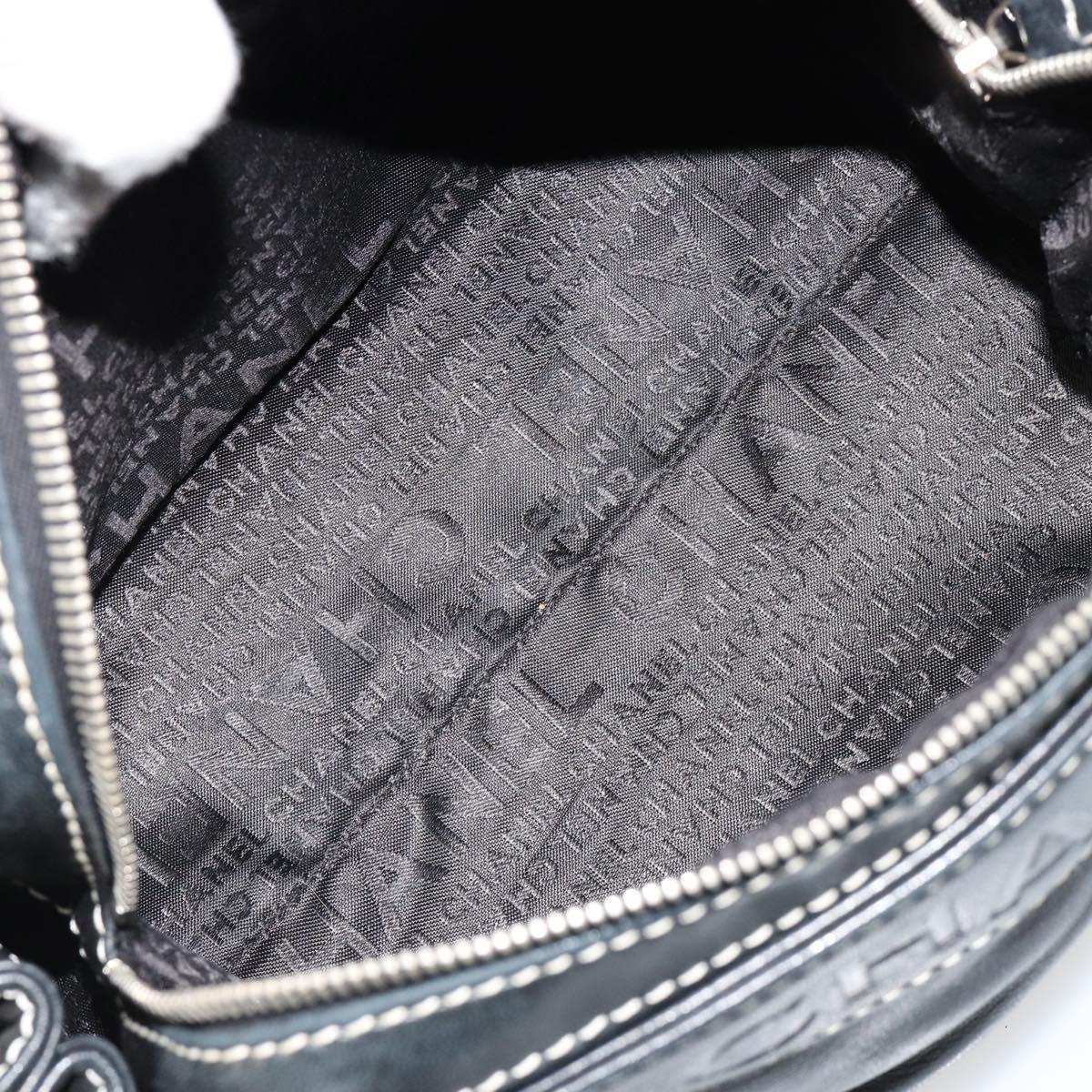 CHANEL Chain Shoulder Bag Lamb Skin Black Silver CC Auth yk20519V