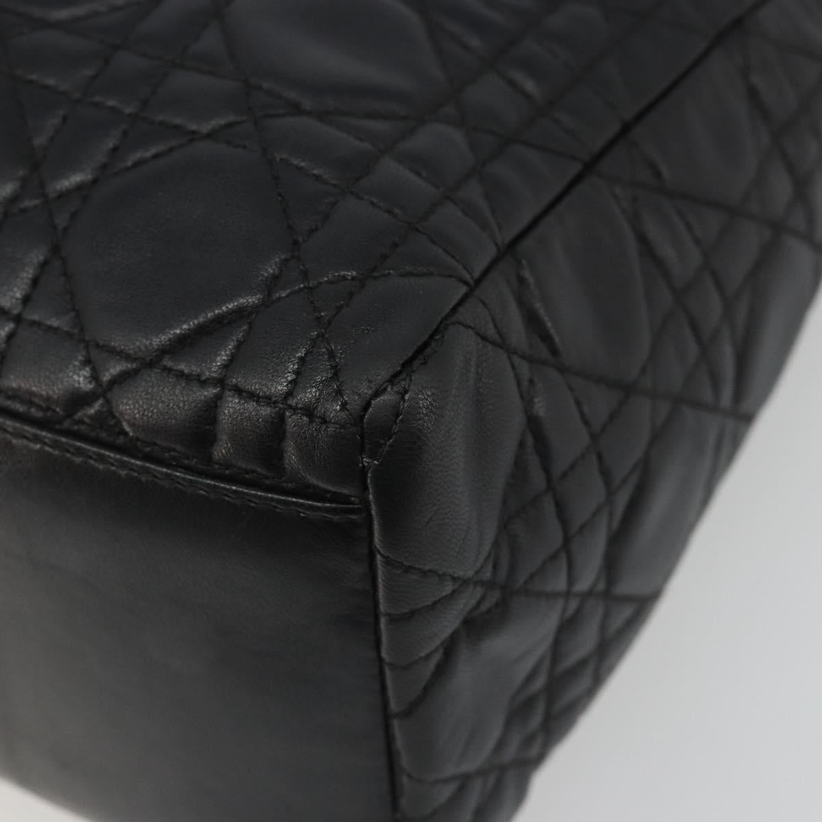Christian Dior Canage Hand Bag Lamb Skin Black Gold Auth yk20520SAV