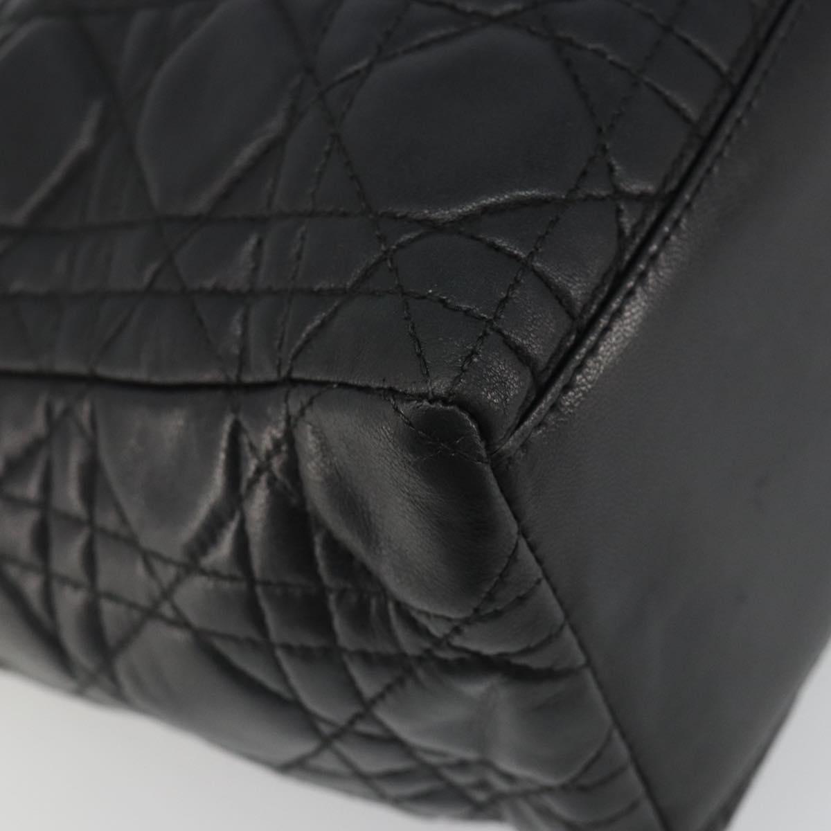 Christian Dior Canage Hand Bag Lamb Skin Black Gold Auth yk20520SAV