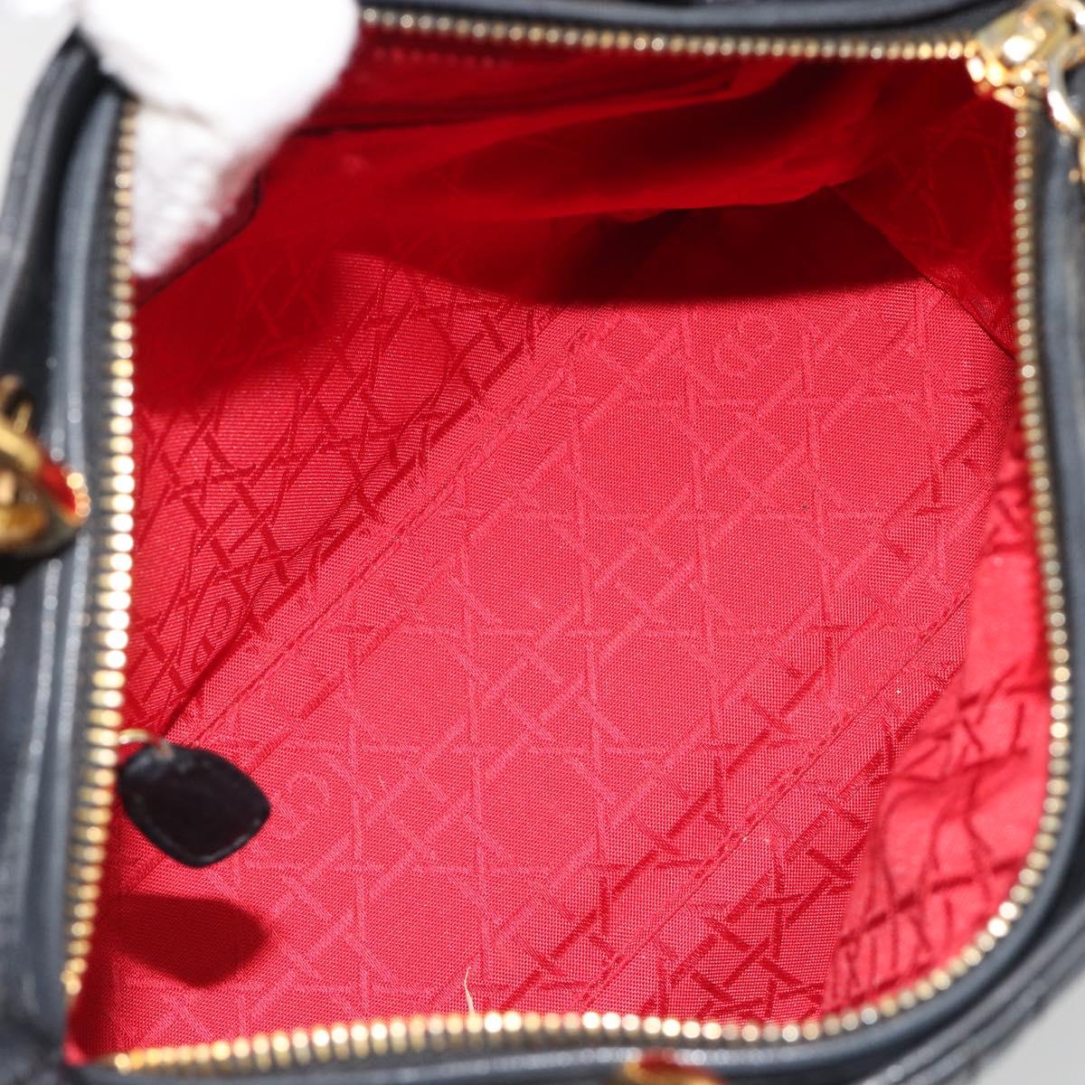 Christian Dior Canage Hand Bag Lamb Skin Black Gold Auth yk20520SAV