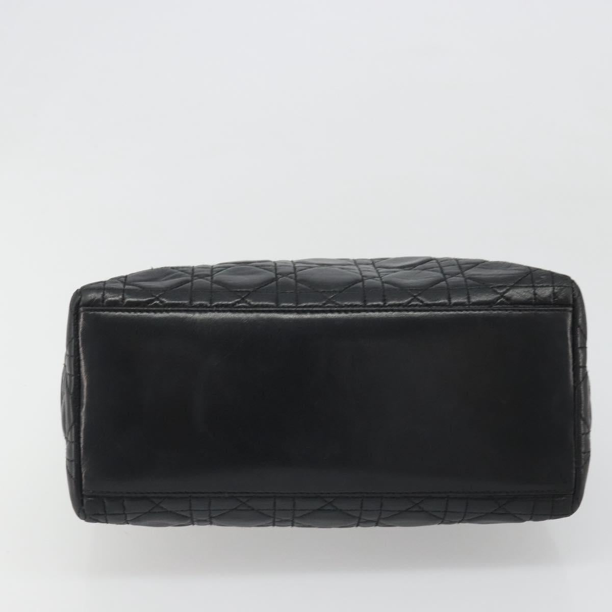 Christian Dior Canage Hand Bag Lamb Skin Black Gold Auth yk20520SAV
