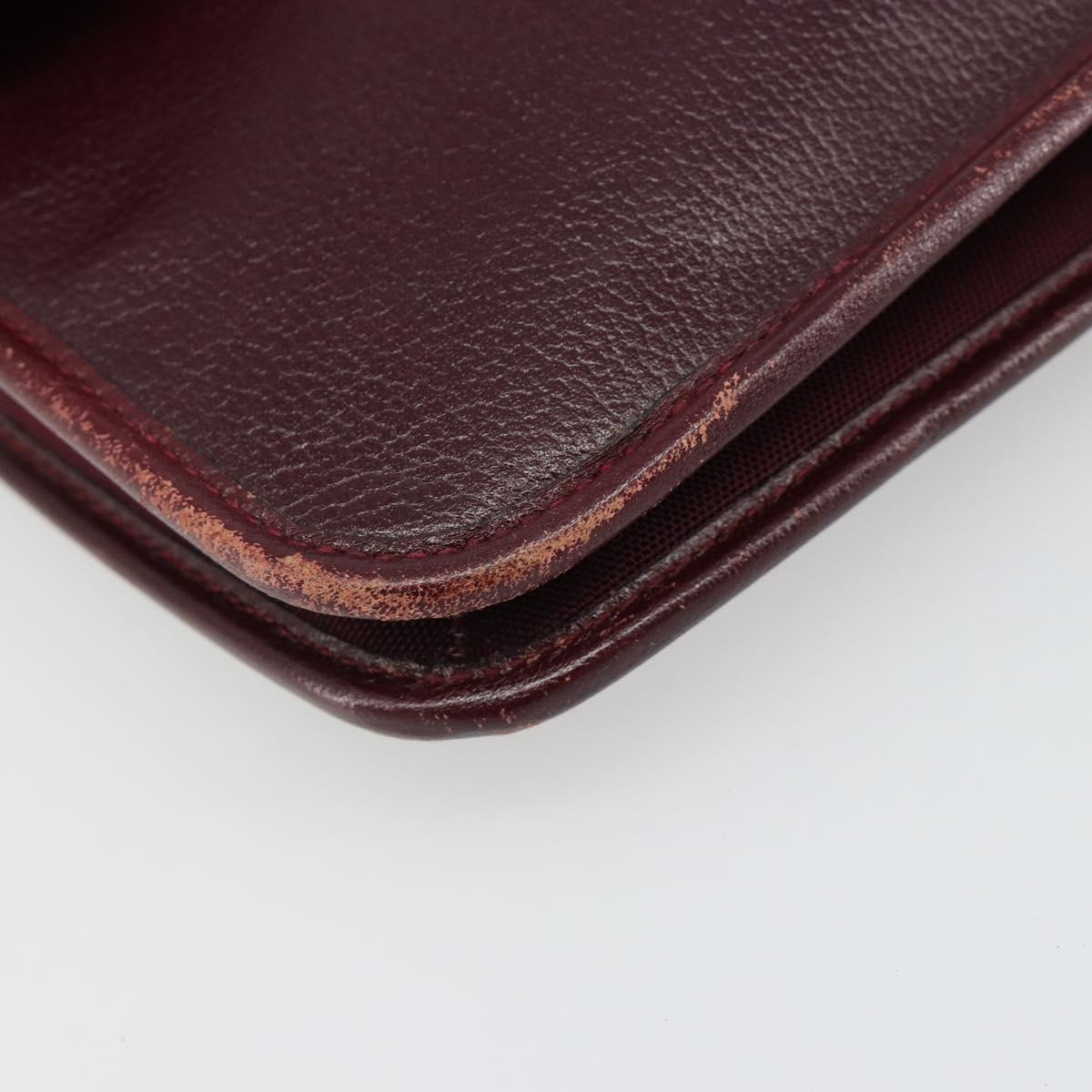 Christian Dior Shoulder Bag Leather Bordeaux Gold Auth yk20521