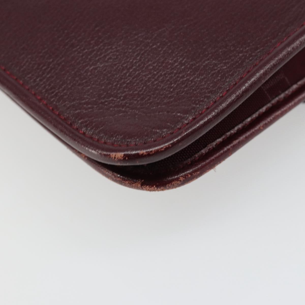 Christian Dior Shoulder Bag Leather Bordeaux Gold Auth yk20521
