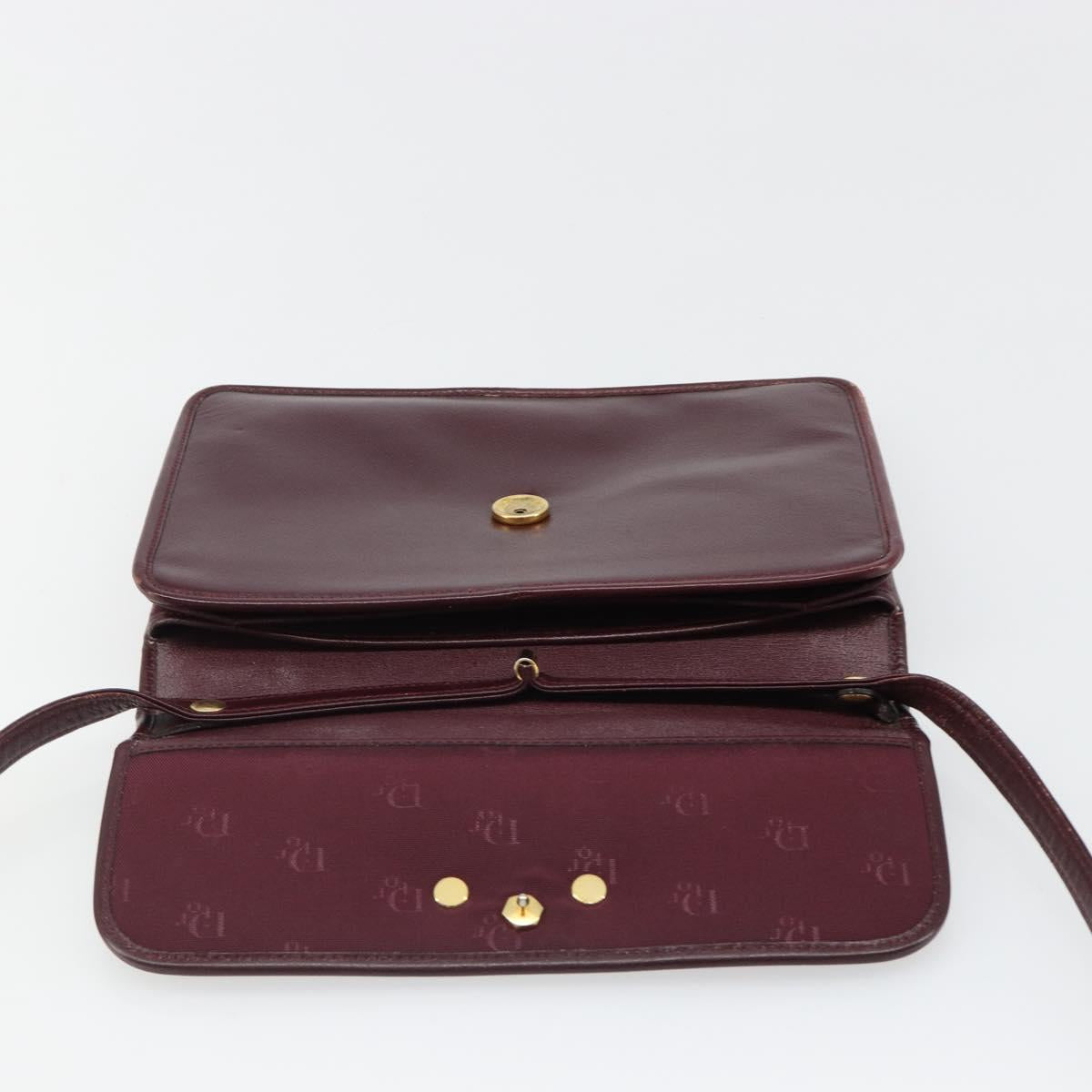 Christian Dior Shoulder Bag Leather Bordeaux Gold Auth yk20521