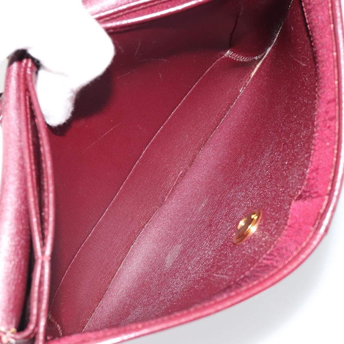 Christian Dior Shoulder Bag Leather Bordeaux Gold Auth yk20521