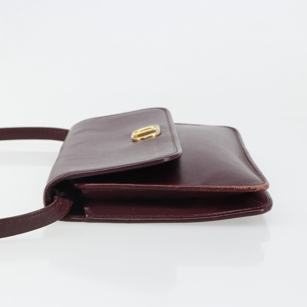 Christian Dior Shoulder Bag Leather Bordeaux Gold Auth yk20521