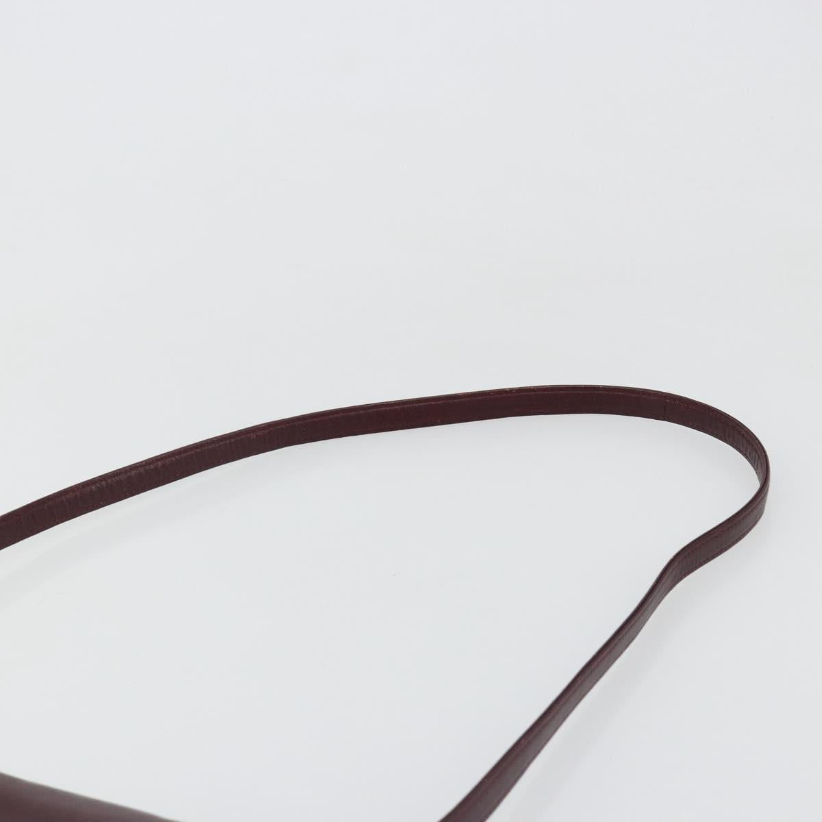 Christian Dior Shoulder Bag Leather Bordeaux Gold Auth yk20521