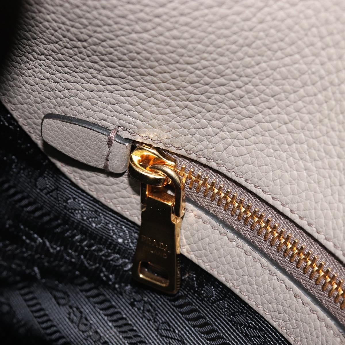 PRADA Shoulder Bag Leather Gray Gold 1BC051 Auth yk20522SAV