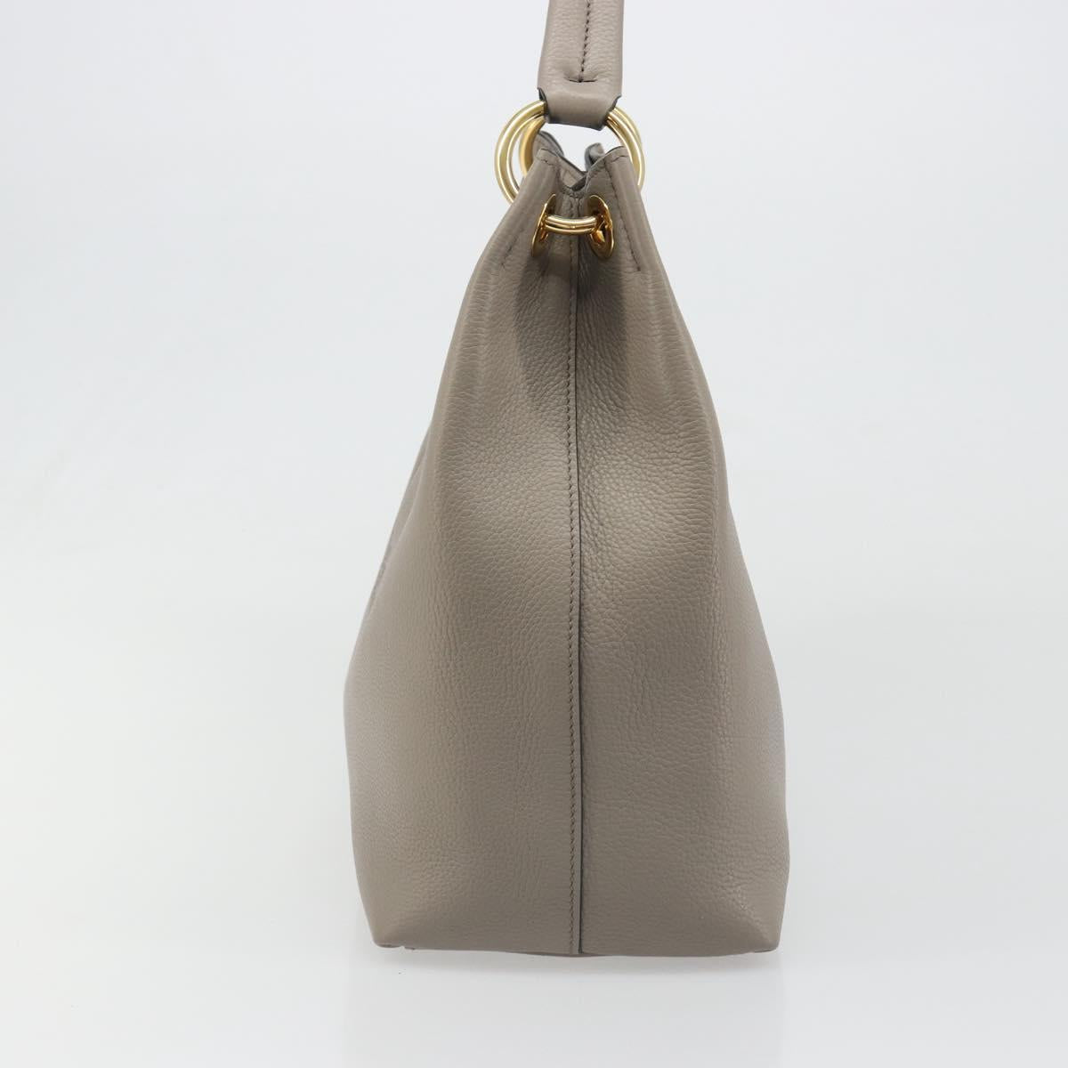 PRADA Shoulder Bag Leather Gray Gold 1BC051 Auth yk20522SAV
