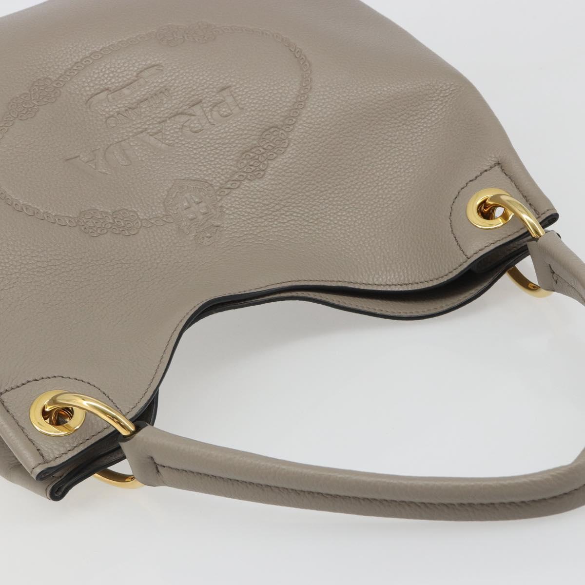 PRADA Shoulder Bag Leather Gray Gold 1BC051 Auth yk20522SAV