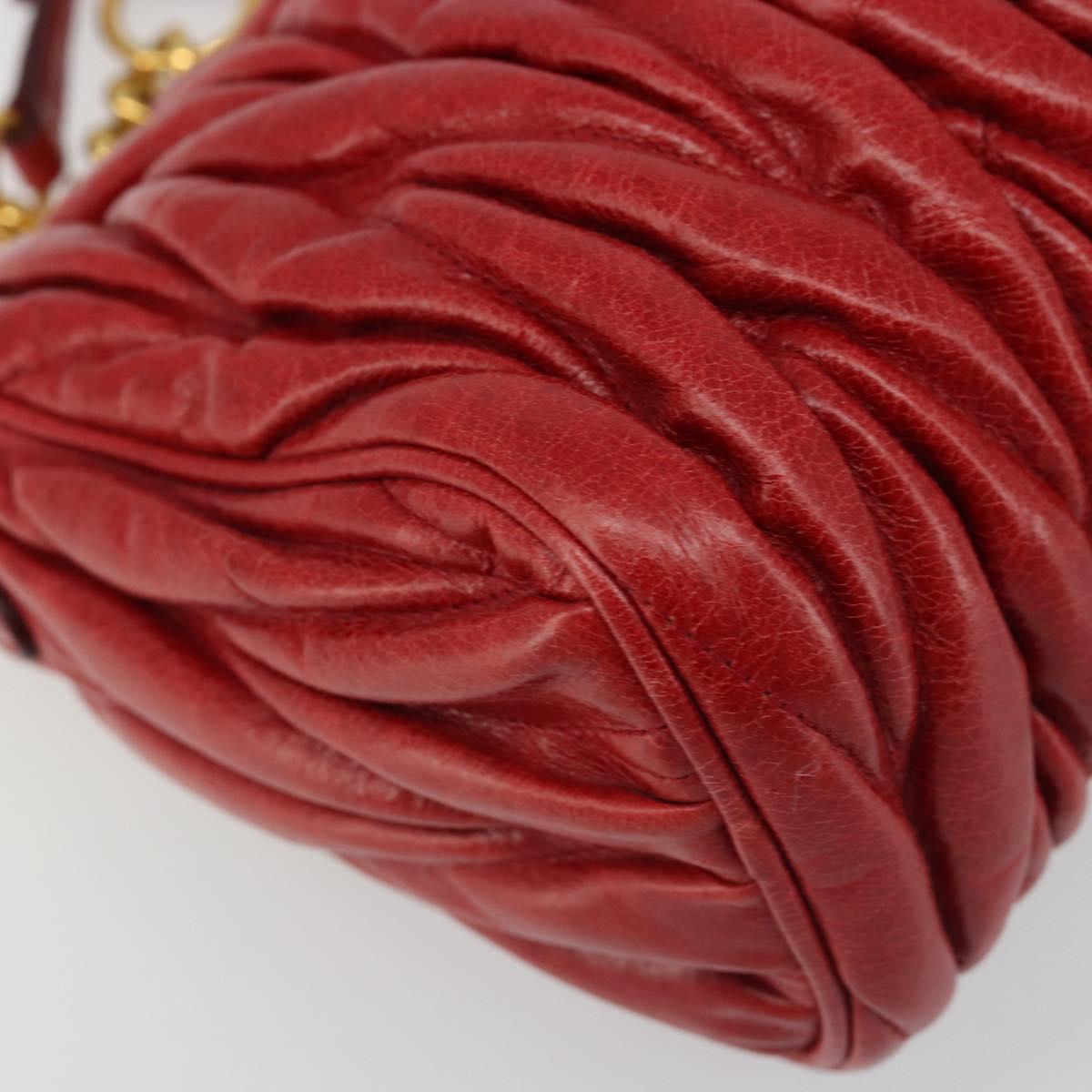 Miu Miu Matelasse Shoulder Bag Leather Red Gold Auth yk20524V