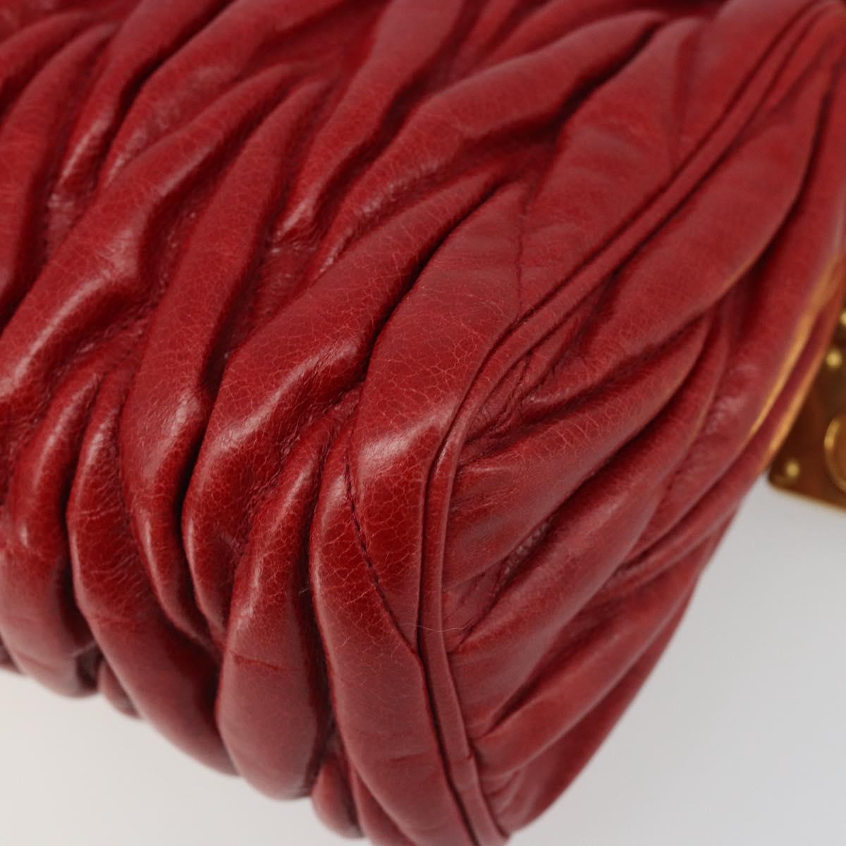 Miu Miu Matelasse Shoulder Bag Leather Red Gold Auth yk20524V