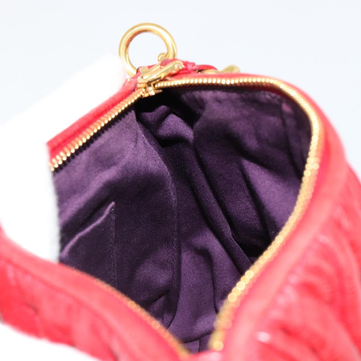 Miu Miu Matelasse Shoulder Bag Leather Red Gold Auth yk20524V