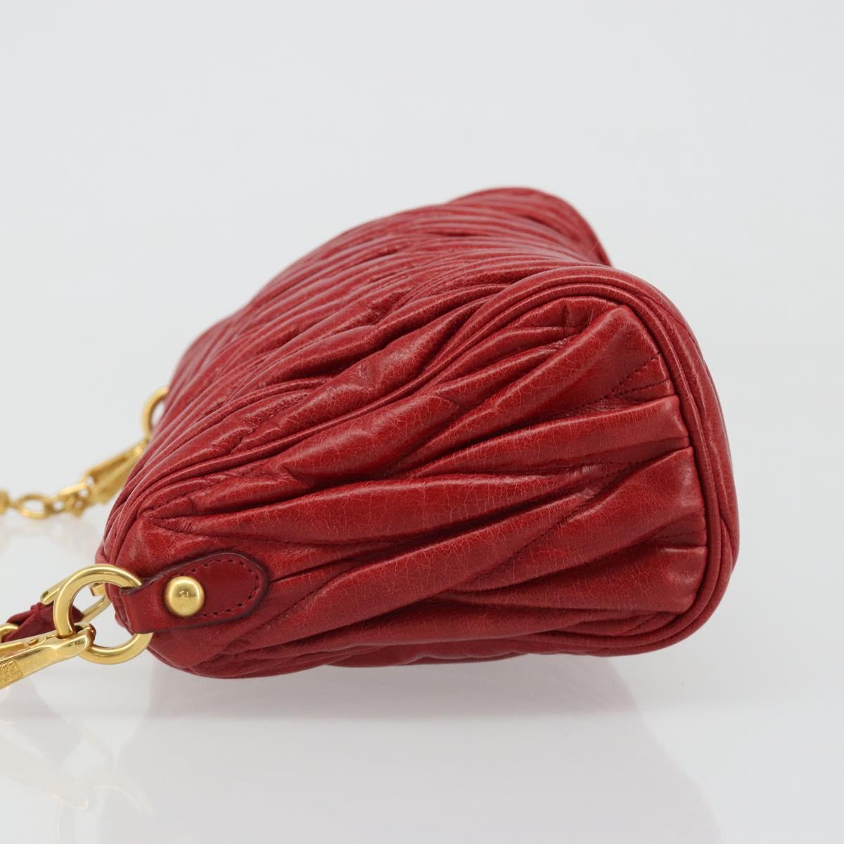 Miu Miu Matelasse Shoulder Bag Leather Red Gold Auth yk20524V