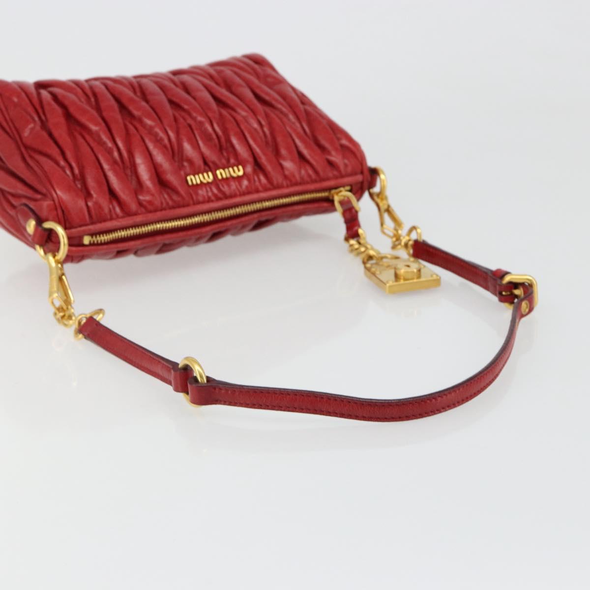 Miu Miu Matelasse Shoulder Bag Leather Red Gold Auth yk20524V