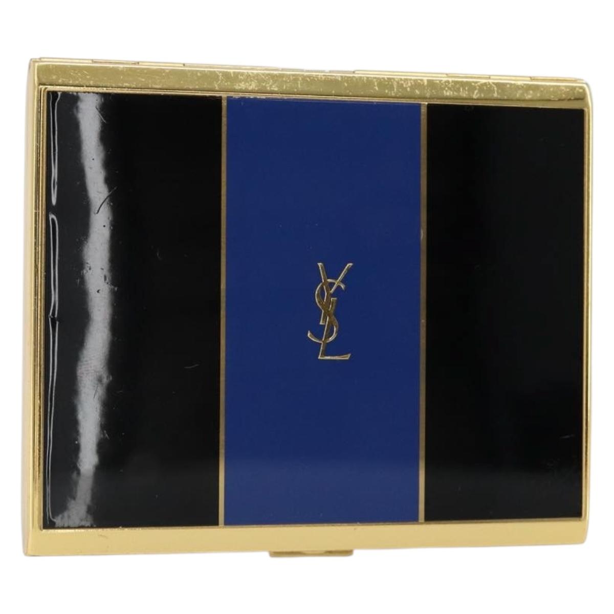 SAINT LAURENT Cigarette Case metal Gold Tone Auth yk20525