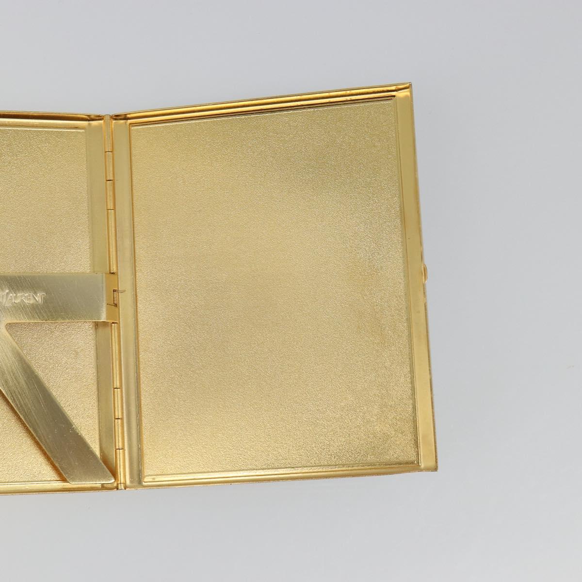 SAINT LAURENT Cigarette Case metal Gold Tone Auth yk20525