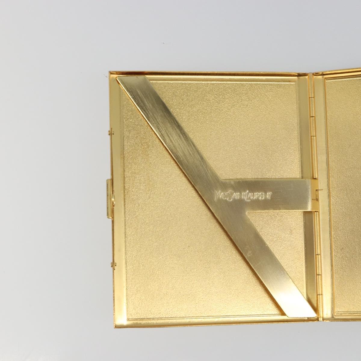 SAINT LAURENT Cigarette Case metal Gold Tone Auth yk20525