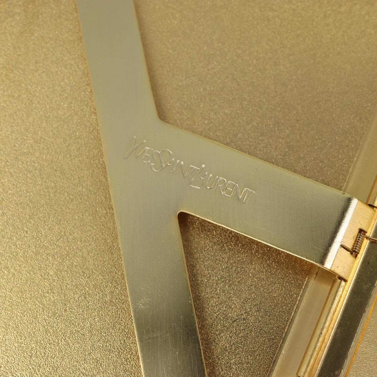 SAINT LAURENT Cigarette Case metal Gold Tone Auth yk20525