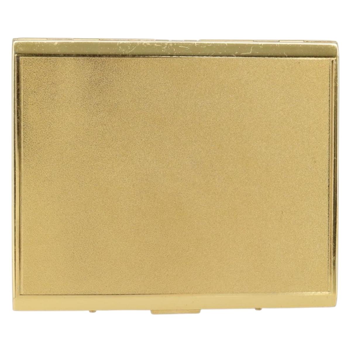 SAINT LAURENT Cigarette Case metal Gold Tone Auth yk20525