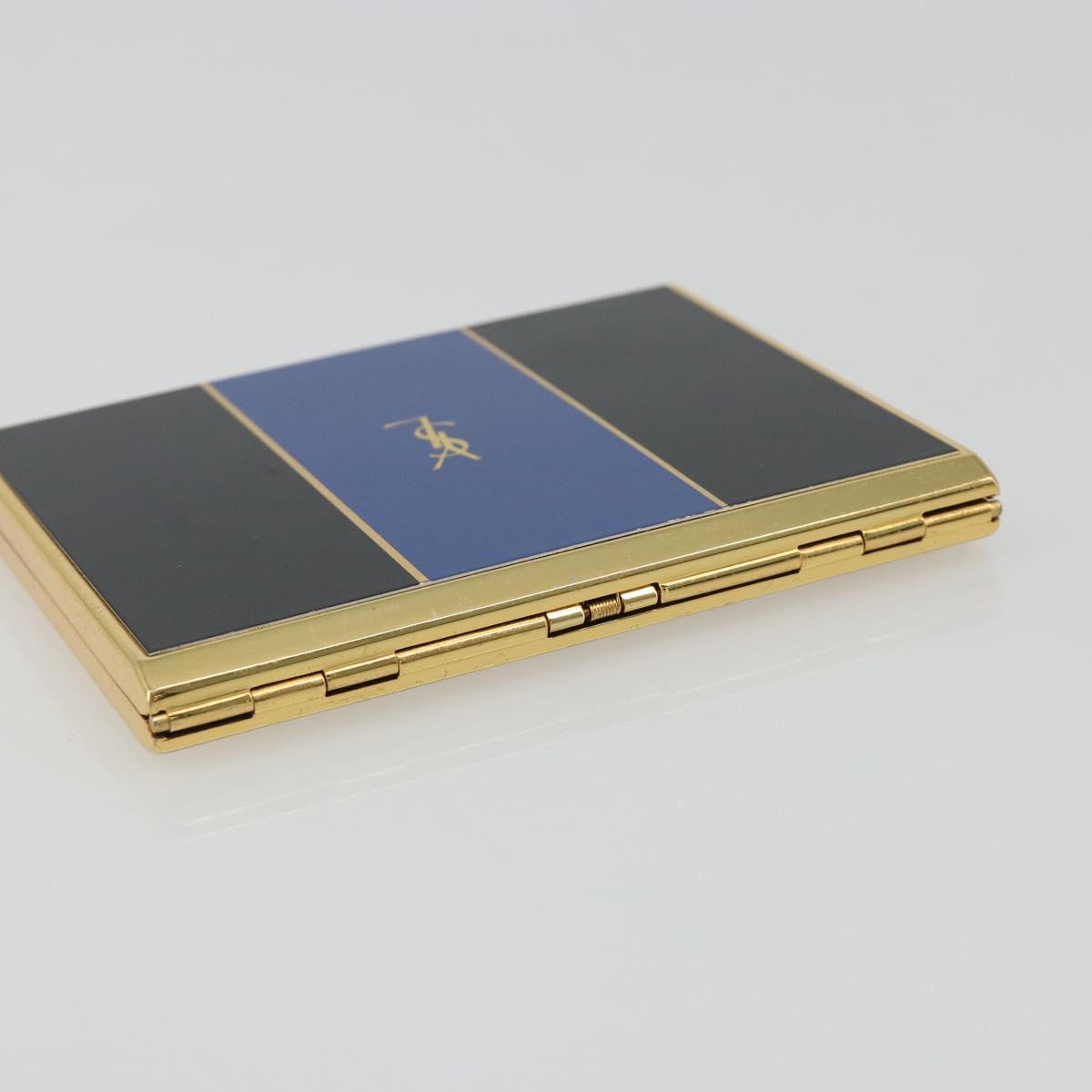 SAINT LAURENT Cigarette Case metal Gold Tone Auth yk20525