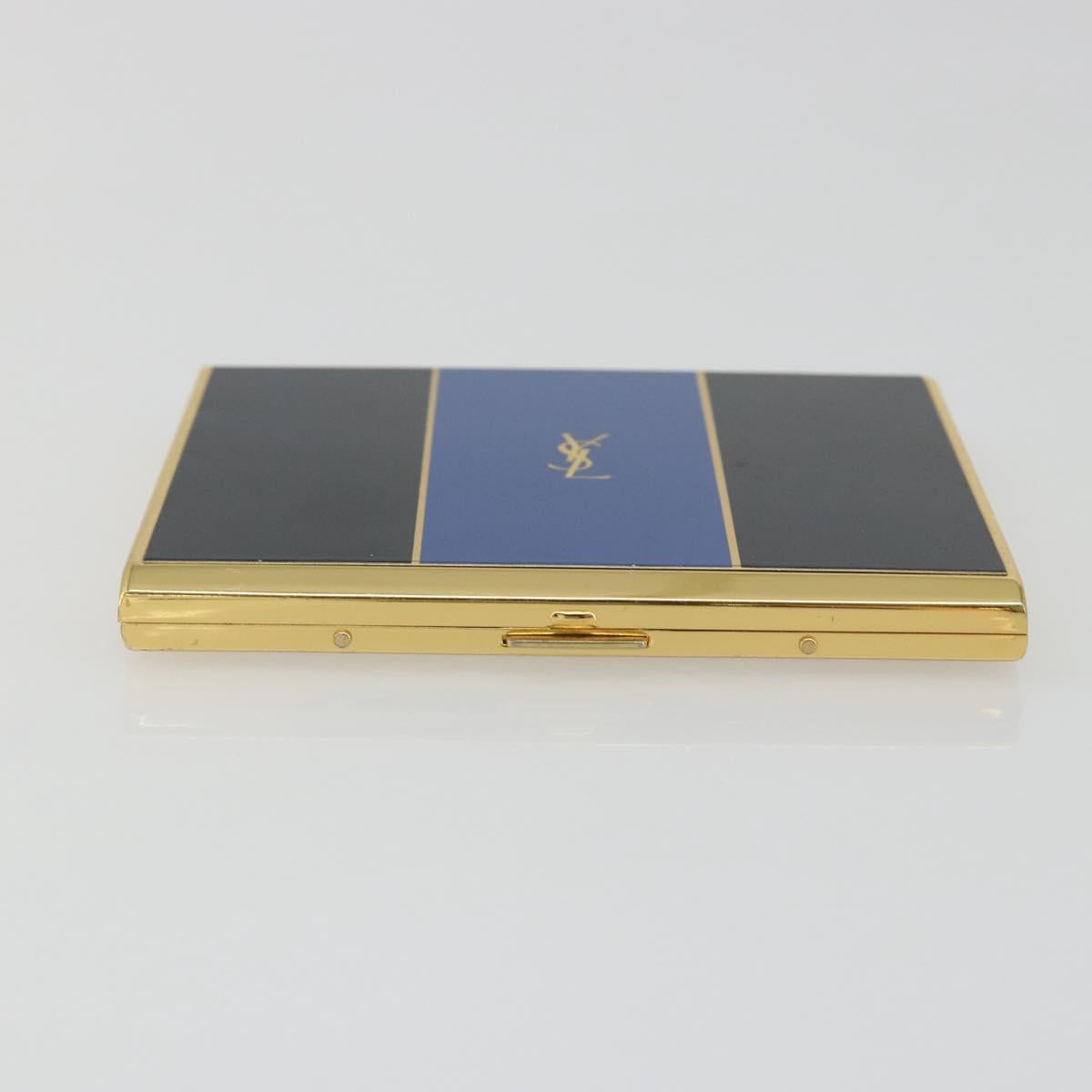 SAINT LAURENT Cigarette Case metal Gold Tone Auth yk20525