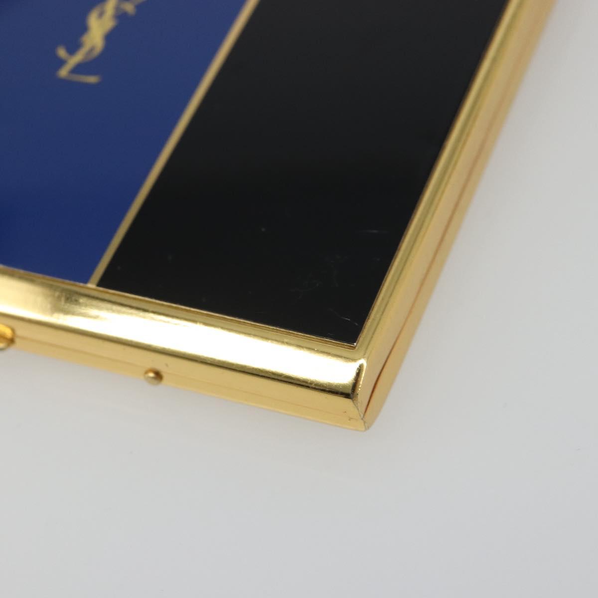 SAINT LAURENT Cigarette Case metal Gold Tone Auth yk20525