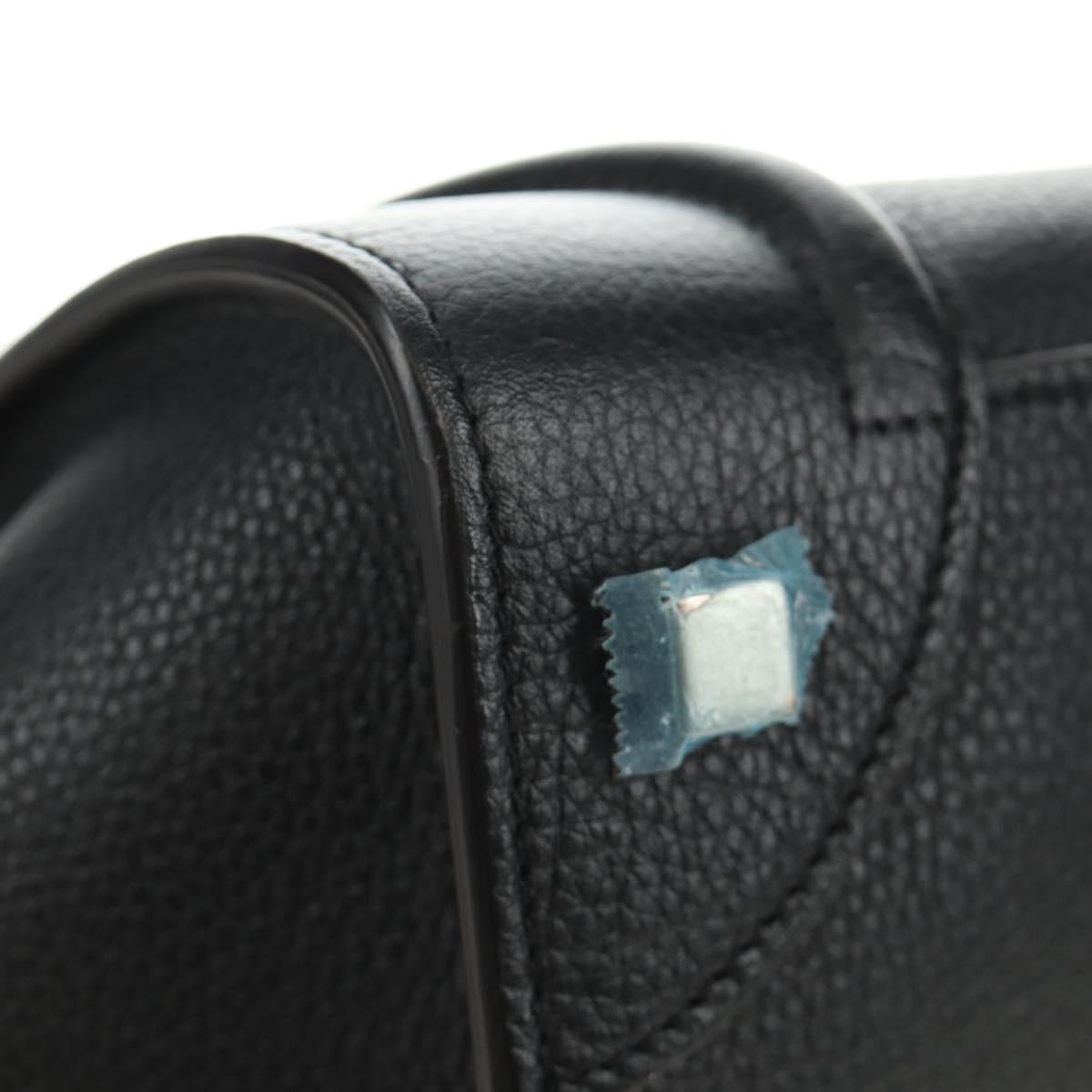 CELINE Luggage Mini Shopper Hand Bag Leather Black Silver Auth yk20526SAM