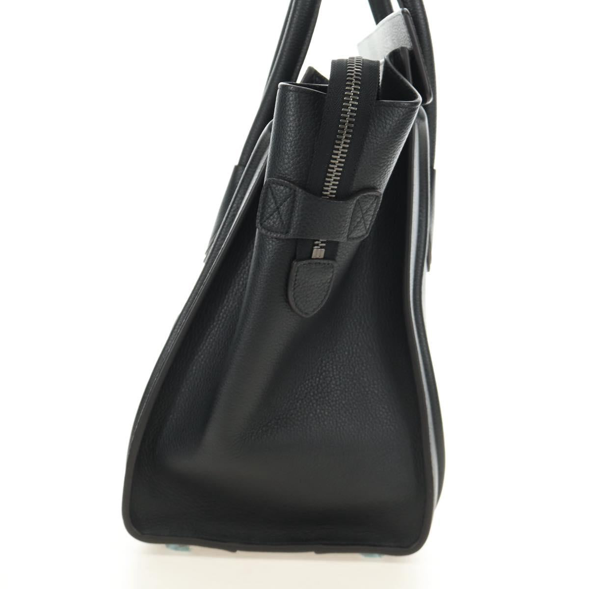 CELINE Luggage Mini Shopper Hand Bag Leather Black Silver Auth yk20526SAM
