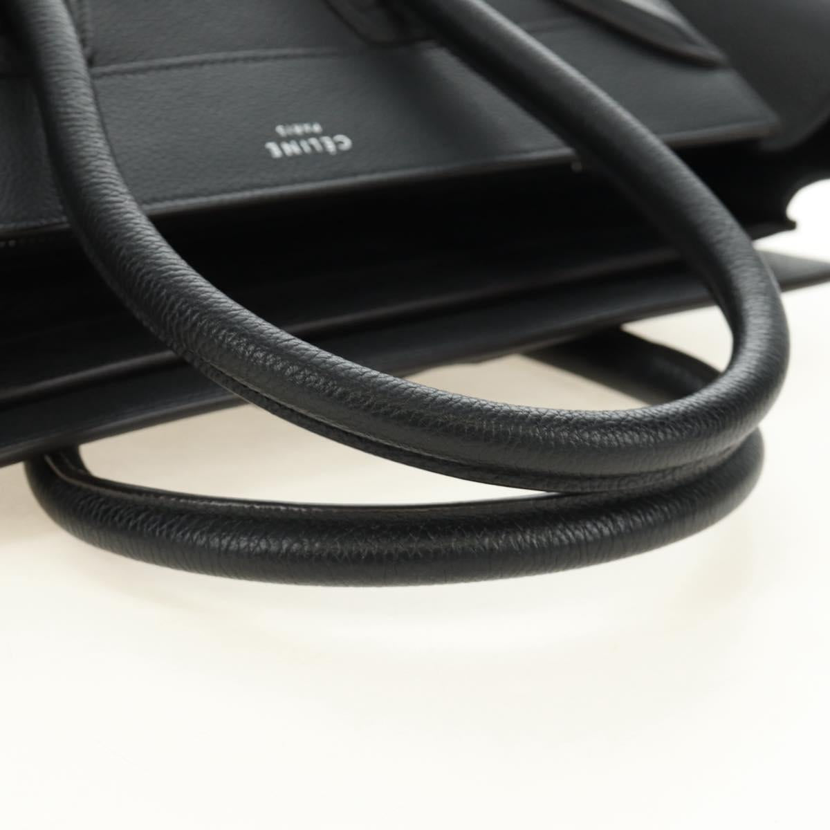 CELINE Luggage Mini Shopper Hand Bag Leather Black Silver Auth yk20526SAM