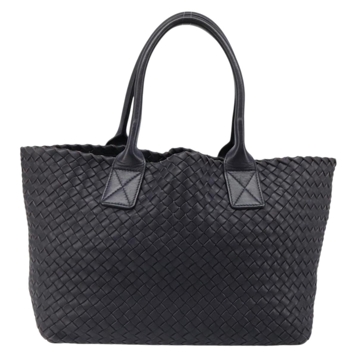 BOTTEGA VENETA INTRECCIATO Cabas PM Hand Bag Leather Purple Gold Auth yk20527SAV