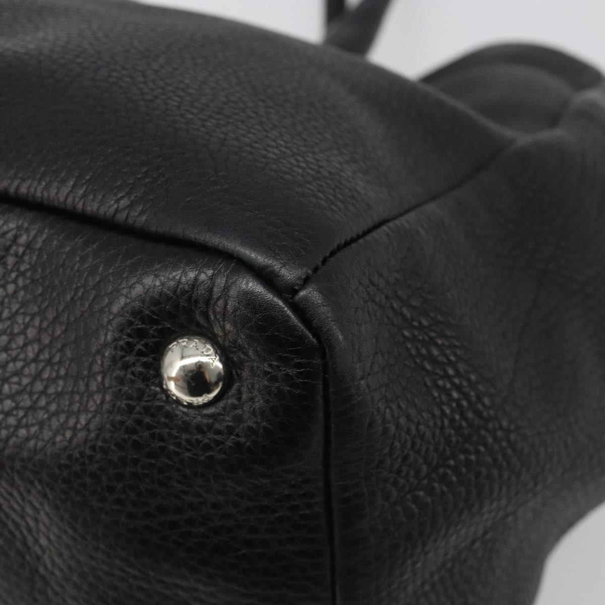 PRADA Tote Bag Leather 2way Black Silver Auth yk20528A